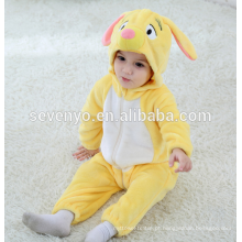 Macio bebê Flanela Romper Animal Onesie Pijamas Outfits Terno, desgaste do sono, bonito pano amarelo, toalha de bebê com capuz